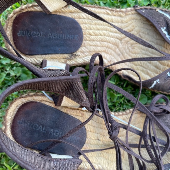 Y2K lace up wedge espadrilles sequin open toe summer brunch boho 39 - Picture 3 of 5